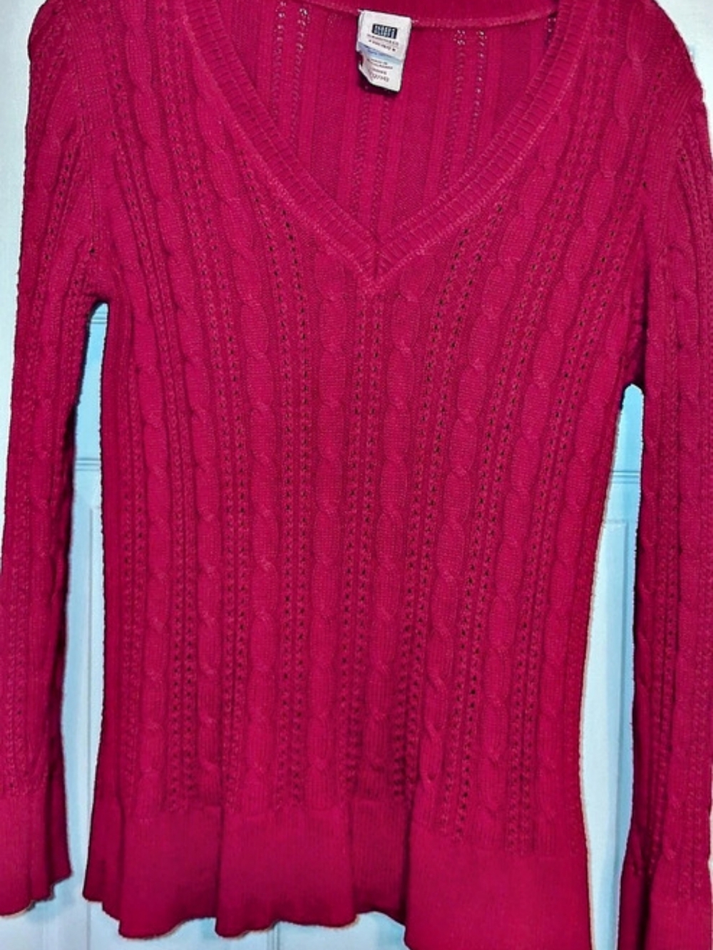Faded Glory Cable Knit Sweater Red Size Large (12/14)